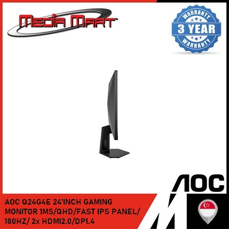 AOC Q24G4E 24'INCH GAMING MONITOR 1MS/QHD/FAST IPS PANEL/ 180HZ/ 2x HDMI2.0/DP1.4
