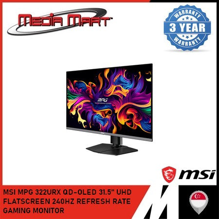 MSI MPG 322URX QD-OLED 31.5" UHD FLATSCREEN 240HZ REFRESH RATE GAMING MONITOR