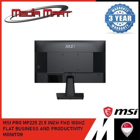 MSI PRO MP225 21.5 INCH FHD 100HZ FLAT BUSINESS AND PRODUCTIVITY MONITOR