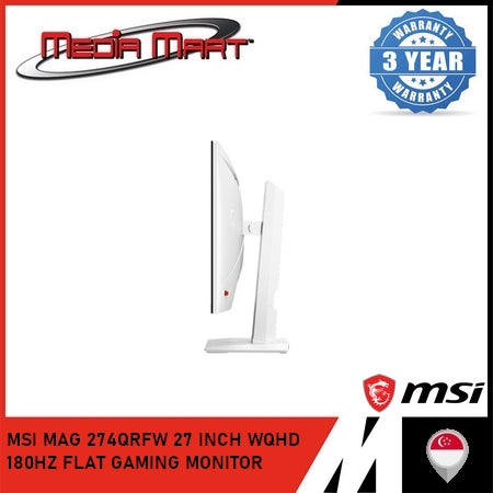 MSI MAG 274QRFW 27 INCH WQHD 180HZ FLAT GAMING MONITOR (WHITE)