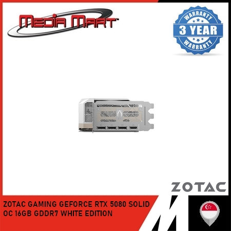 ZOTAC GAMING RTX 5080 SOLID OC 16GB WHITE GRAPHIC CARD
