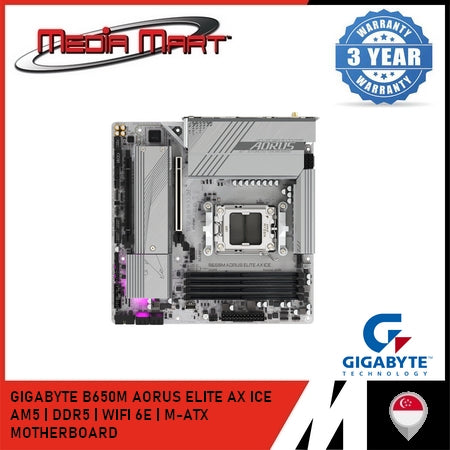 GIGABYTE B650M AORUS ELITE AX ICE AM5 DDR5 M-ATX MOTHERBOARD