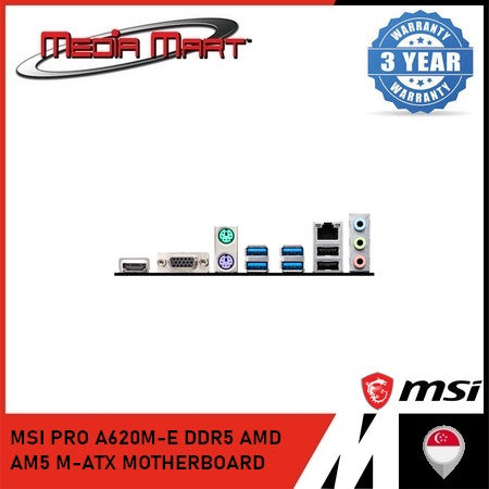 MSI PRO A620M-E DDR5 AMD AM5 M-ATX MOTHERBOARD