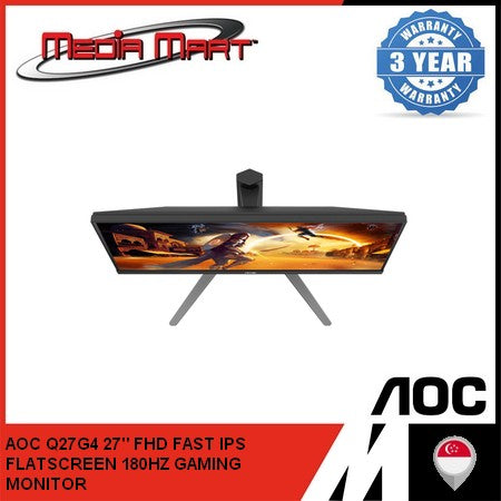 AOC Q27G4 27" QHD FAST IPS FLATSCREEN 180HZ GAMING MONITOR