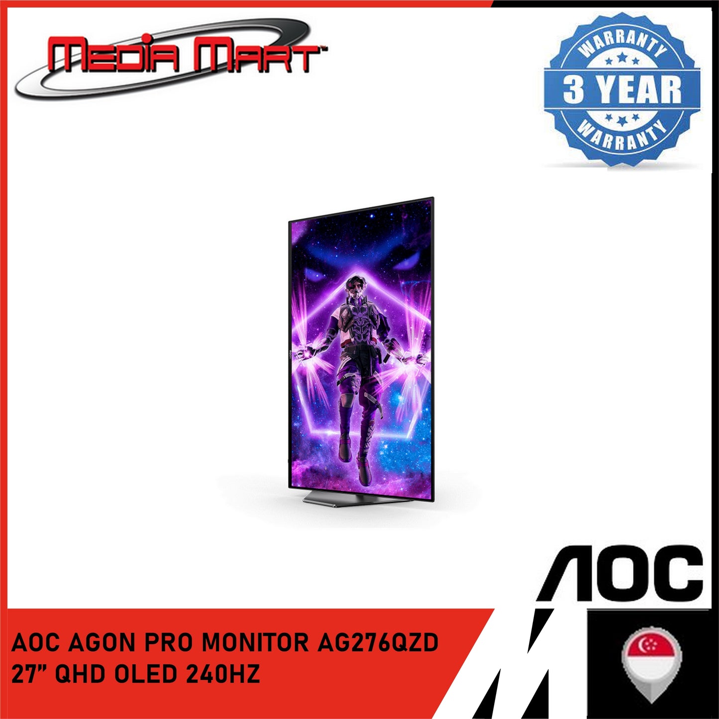 AOC AGON PRO MONITOR AG276QZD 27’’ QHD OLED 240HZ GAMING MONITOR