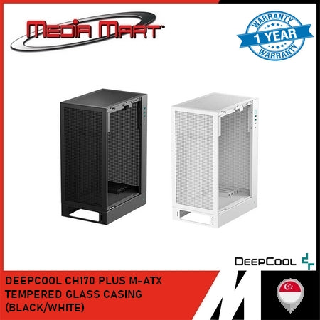 DEEPCOOL CH170 PLUS M-ATX TEMPERED GLASS CASING (BLACK/WHITE)