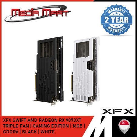 XFX SWIFT AMD RADEON RX 9070XT TRIPLE FAN | OC GAMING EDITION | 16GB | GDDR6 | BLACK | WHITE |