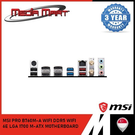 MSI PRO B760M-A WIFI DDR5 WIFI 6E LGA 1700 M-ATX MOTHERBOARD