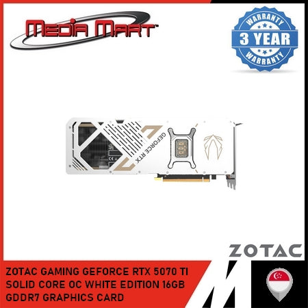 ZOTAC GAMING GEFORCE RTX 5070 TI SOLID CORE OC WHITE EDITION 16GB GDDR7 GRAPHICS CARD