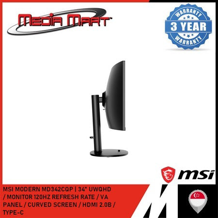 MSI MODERN MD342CQP 34 INCH UWQHD 120HZ CURVED BUSINESS AND PRODUCTIVITY MONITOR