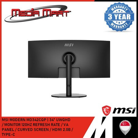 MSI MODERN MD342CQP 34 INCH UWQHD 120HZ CURVED BUSINESS AND PRODUCTIVITY MONITOR