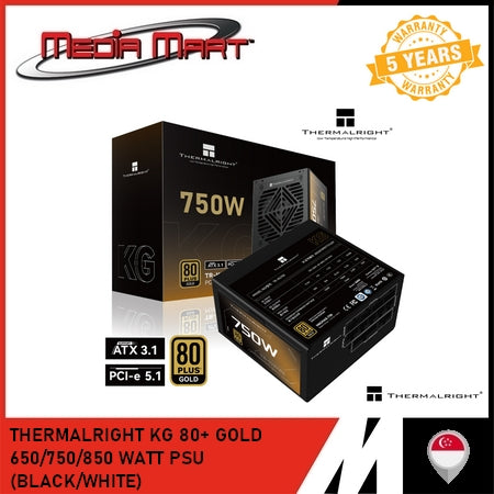 THERMALRIGHT KG 80+ GOLD 650/750/850 WATT PSU (BLACK/WHITE)