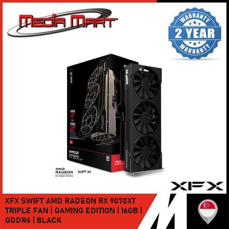 XFX SWIFT AMD RADEON RX 9070XT TRIPLE FAN | OC GAMING EDITION | 16GB | GDDR6 | BLACK | WHITE |