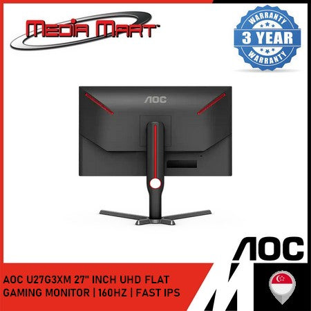AOC U27G3XM 27" INCH UHD FLAT GAMING MONITOR | 160HZ / FAST IPS / 1MS / HDMI 2.1 / DP 1.4