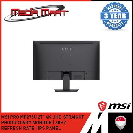 MSI PRO MP273U 27'' 4K UHD STRAIGHT PRODUCTIVITY MONITOR | 60HZ REFRESH RATE | IPS PANEL