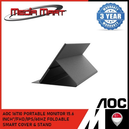 AOC 16T10 PORTABLE MONITOR 15.6β/FHD/IPS/60HZ | 5MS(GTG)/PORTBALE | 1x MINI HDMI2.0/2x USB-C/SPEAKER