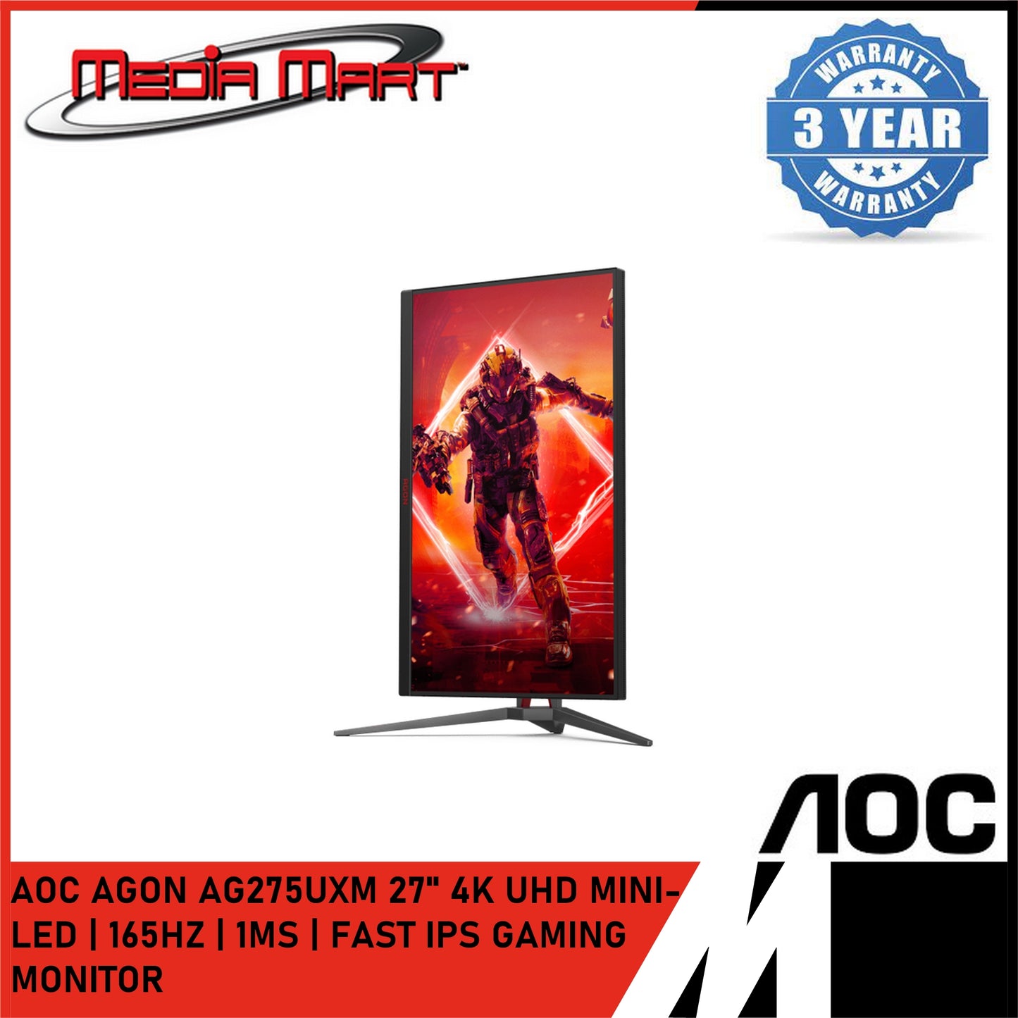 AOC AGON AG275UXM 27" FAST IPS UHD QD-MINI LED | 165HZ 1MS GAMING MONITOR