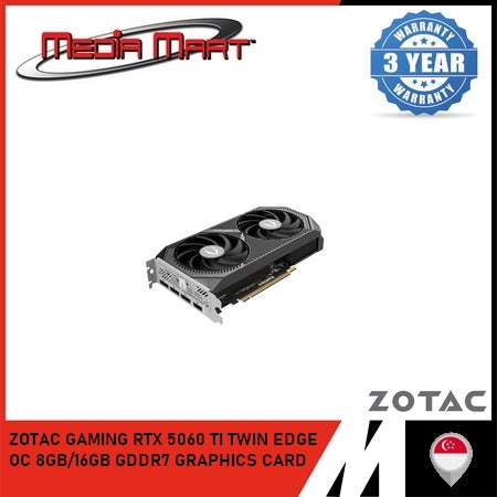 ZOTAC GAMING RTX 5060 Ti TWIN EDGE OC 8/16GB GRAPHIC CARD