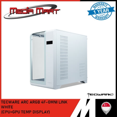 TECWARE ARC ARGB CURVED TG ATX CASE WITH CPU & GPU TEMPERATURE DISPLAY WHITE