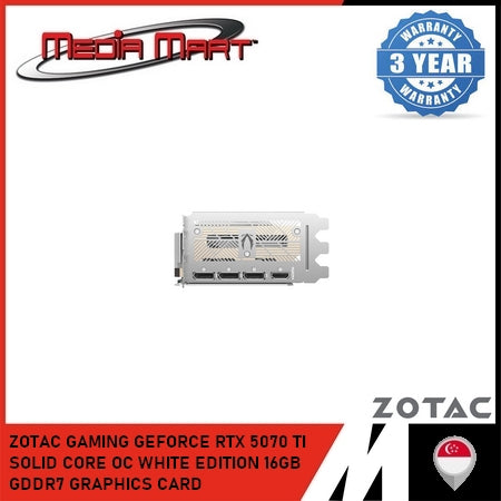 ZOTAC GAMING GEFORCE RTX 5070 TI SOLID CORE OC WHITE EDITION 16GB GDDR7 GRAPHICS CARD