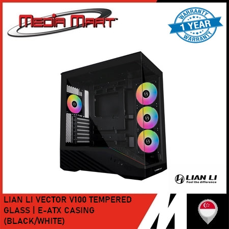 LIAN LI VECTOR V100R TEMPERED GLASS | E-ATX CASING (BLACK/WHITE)