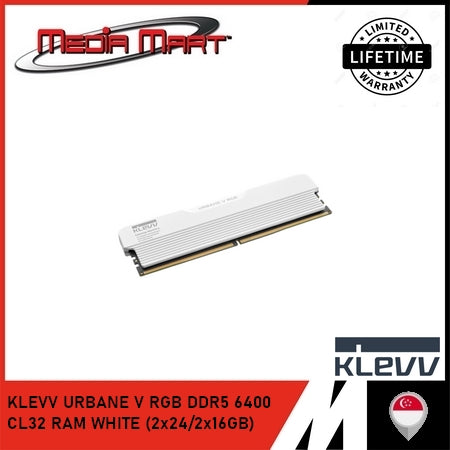 KLEVV URBANE V RGB DDR5 6400 CL32 RAM WHITE (2x24/2x16GB)