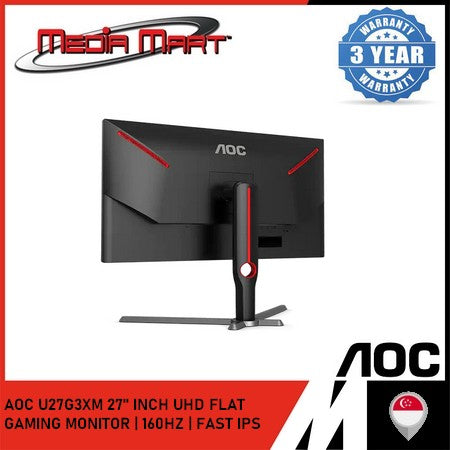 AOC U27G3XM 27" INCH UHD FLAT GAMING MONITOR | 160HZ / FAST IPS / 1MS / HDMI 2.1 / DP 1.4