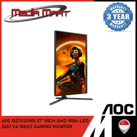 AOC Q27G3XMN 27" INCH/2K QHD MINI-LED/(QD)/VA/180HZ/1MS/GAMING MONITOR