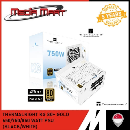 THERMALRIGHT KG 80+ GOLD 650/750/850 WATT PSU (BLACK/WHITE)