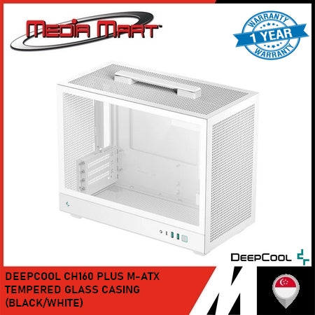 DEEPCOOL CH160 PLUS M-ATX TEMPERED GLASS CASING (BLACK/WHITE)