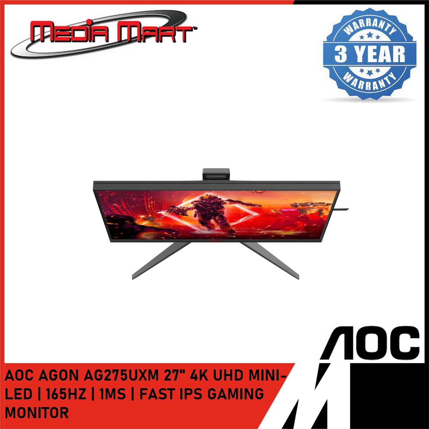 AOC AGON AG275UXM 27" FAST IPS UHD QD-MINI LED | 165HZ 1MS GAMING MONITOR