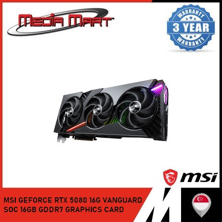MSI GEFORCE RTX 5080 16G VANGUARD SOC 16GB GDDR7 GRAPHICS CARD