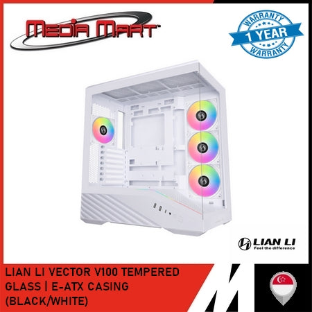 LIAN LI VECTOR V100R TEMPERED GLASS | E-ATX CASING (BLACK/WHITE)