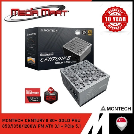 MONTECH CENTURY II 80+ GOLD PSU 850/1050/1200W FM ATX 3.1 + PCIe 5.1