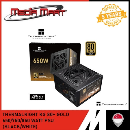THERMALRIGHT KG 80+ GOLD 650/750/850 WATT PSU (BLACK/WHITE)