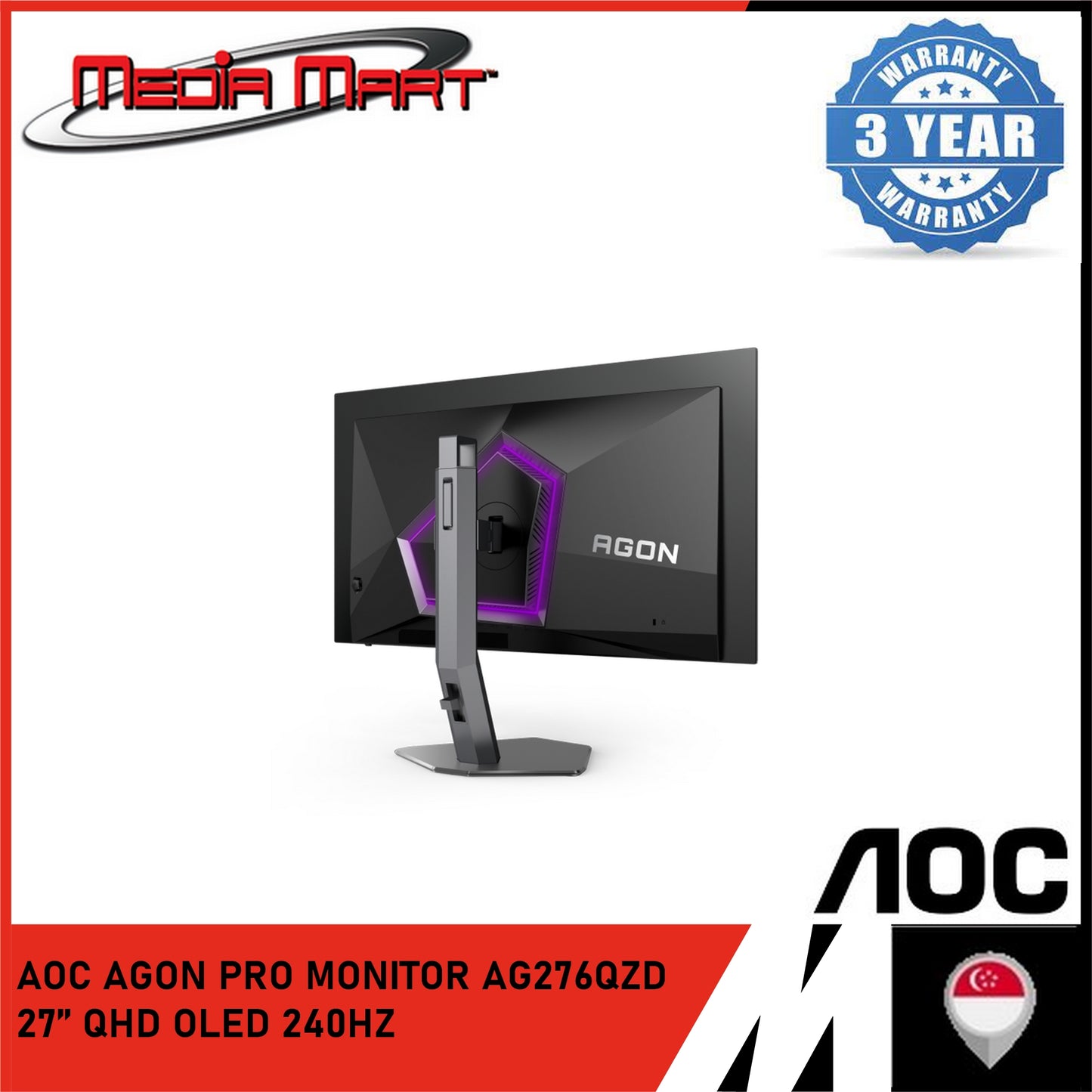 AOC AGON PRO MONITOR AG276QZD 27’’ QHD OLED 240HZ GAMING MONITOR