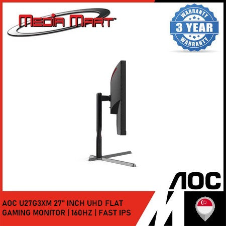 AOC U27G3XM 27" INCH UHD FLAT GAMING MONITOR | 160HZ / FAST IPS / 1MS / HDMI 2.1 / DP 1.4