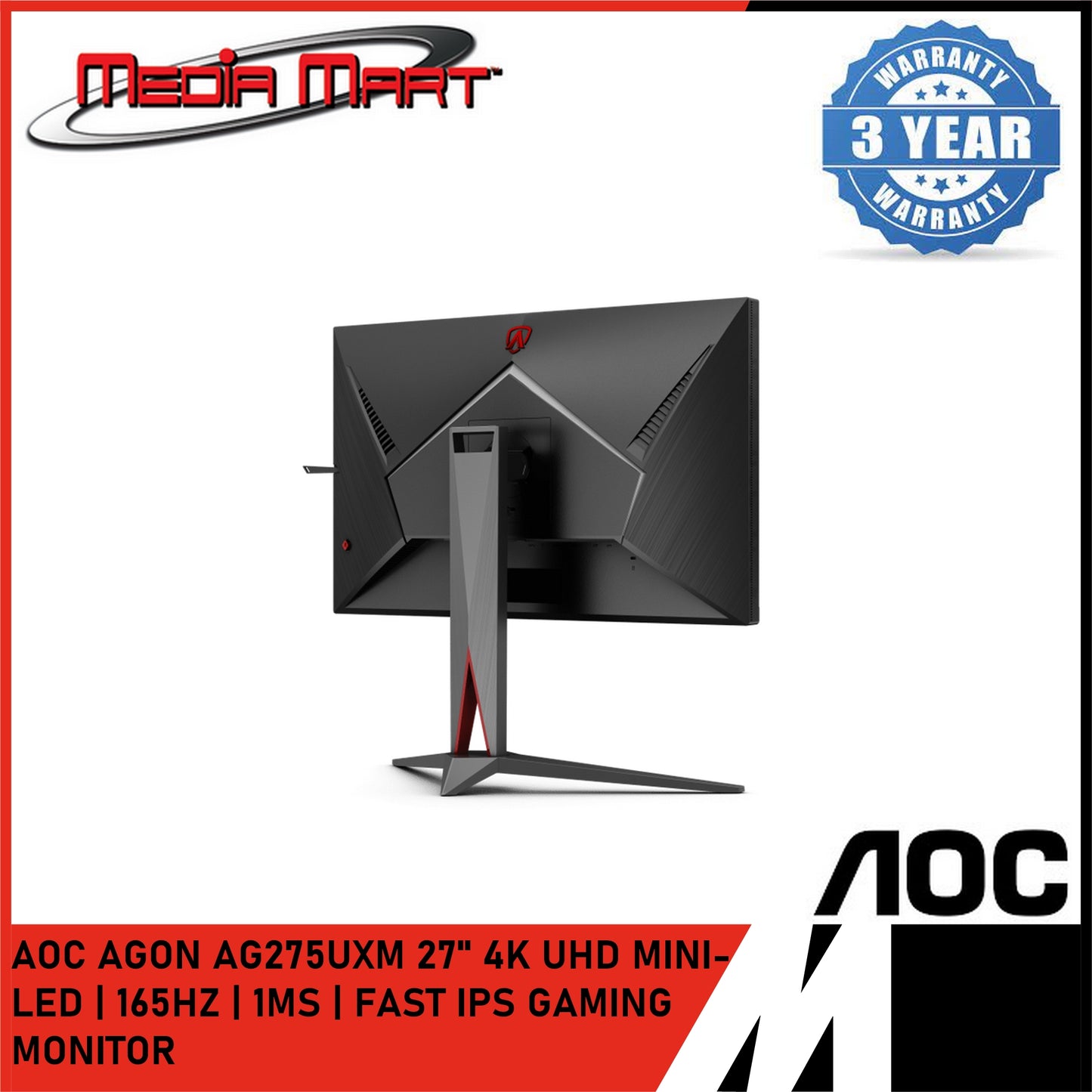 AOC AGON AG275UXM 27" FAST IPS UHD QD-MINI LED | 165HZ 1MS GAMING MONITOR