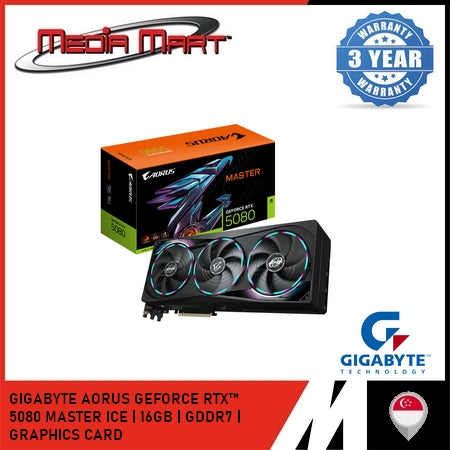 GIGABYTE AORUS GEFORCE RTX 5080 MASTER | ICE | 16GB | GDDR7 | GRAPHICS CARD