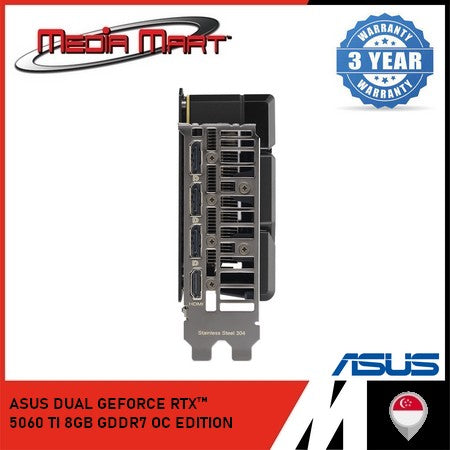 ASUS DUAL GEFORCE RTX 5060Ti 8GB GDDR7 OC EDITION GRAPHIC CARD