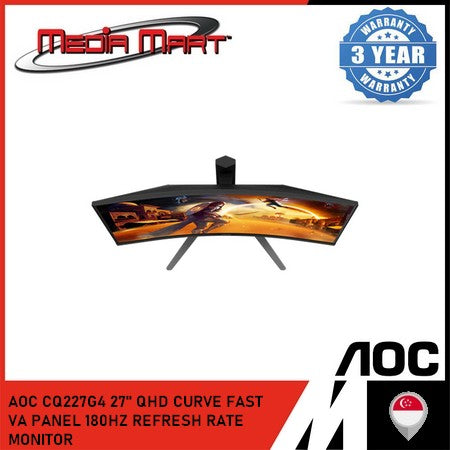 AOC CQ27G4 27" QHD CURVE FAST VA PANEL 180HZ REFRESH RATE MONITOR