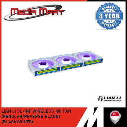 LIAN LI SL-INF WIRELESS 120 FAN (REGULAR/REVERSE BLADE) (BLACK/WHITE) 1PC PACK/3PC PACK
