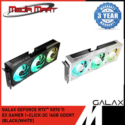 GALAX RTX 5070Ti EX GAMER 1-CLICK OC 16GB GDDR7 GRAPHIC (BLACK/WHITE)
