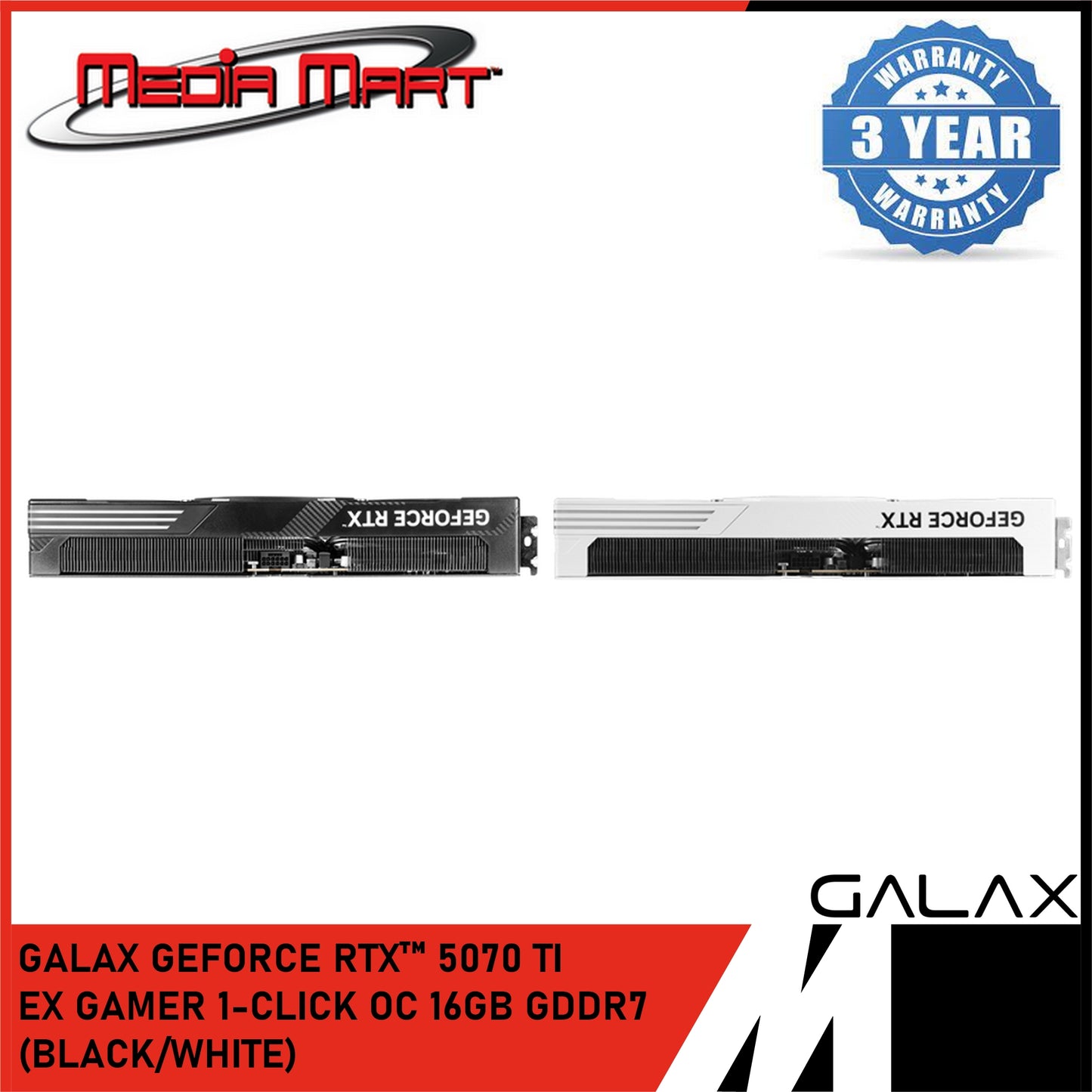 GALAX RTX 5070Ti EX GAMER 1-CLICK OC 16GB GDDR7 GRAPHIC (BLACK/WHITE)