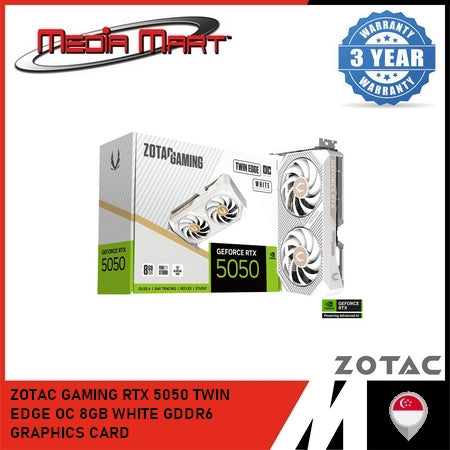 ZOTAC GAMING RTX 5050 TWIN EDGE OC 8GB WHITE GDDR6 GRAPHICS CARD