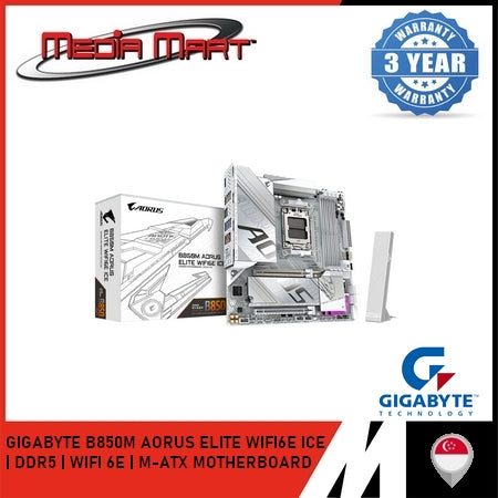 GIGABYTE B850M AORUS ELITE WIFI6 ICE AM5 DDR5 M-ATX MOTHERBOARD