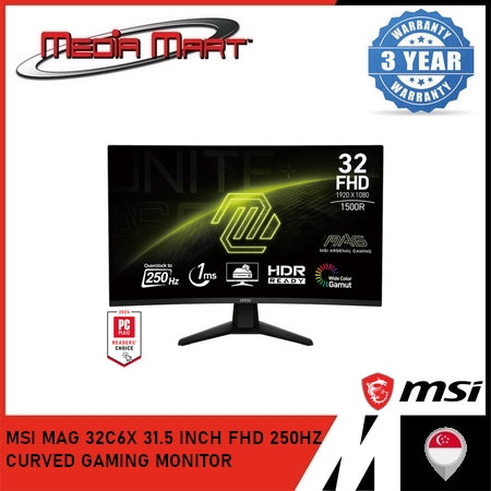 MSI MAG 32C6X 31.5 INCH FHD 250HZ CURVED GAMING MONITOR