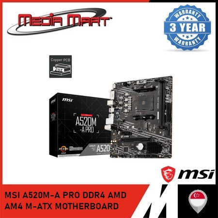 MSI A520M-A PRO DDR4 AMD AM4 M-ATX MOTHERBOARD