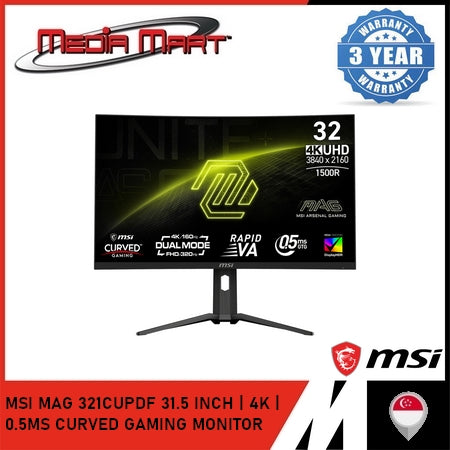 MSI MAG 321CUPDF 31.5 INCH 4K 0.5MS CURVED GAMING MONITOR