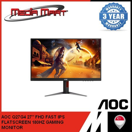 AOC Q27G4 27" QHD FAST IPS FLATSCREEN 180HZ GAMING  MONITOR